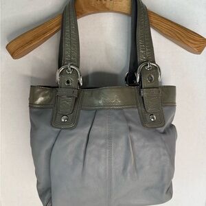 Vintage Coach SOHO leather tote green/gray shoulder bag F15045